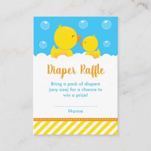 Rubber Ducky Yellow and Blue Diaper Raffle Informatiekaartje (Voorkant)
