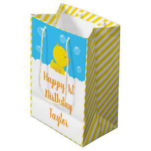 Rubber Ducky Yellow and Blue Happy Birthday Medium Cadeauzakje