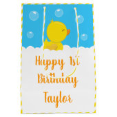 Rubber Ducky Yellow and Blue Happy Birthday Medium Cadeauzakje (Achterkant)