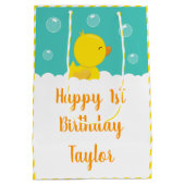 Rubber Ducky Yellow and Green Happy Birthday Medium Cadeauzakje (Achterkant)