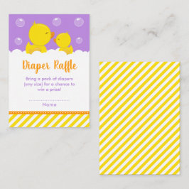 Rubber Ducky Yellow and Paars Diaper Raffle Informatiekaartje