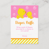 Rubber Ducky Yellow and Pink Diaper Raffle Informatiekaartje (Voorkant)