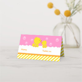 Rubber Ducky Yellow and Roze Baby shower Seat Plaatskaartje