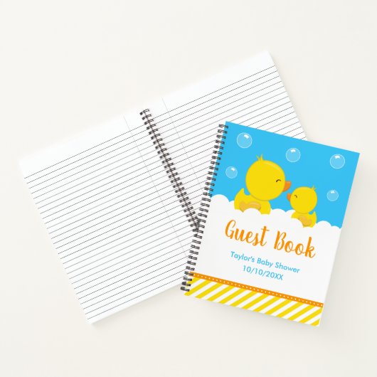 Rubber Ducky Yellow Blue Baby shower Guest Book Notitieboek (Binnen)
