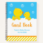 Rubber Ducky Yellow Blue Baby shower Guest Book Notitieboek (Voorkant)