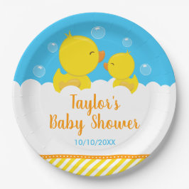 Rubber Ducky Yellow en Blue Baby shower Papieren Bordje