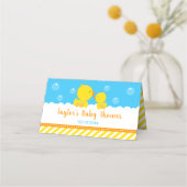 Rubber Ducky Yellow en Blue Baby shower Plaatskaartje (Achterkant)