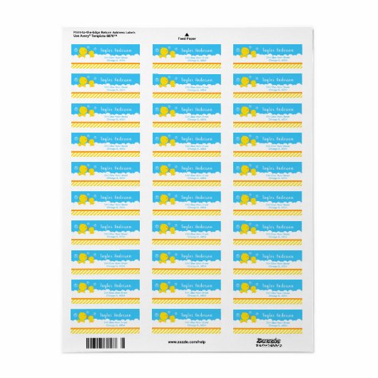 Rubber Ducky Yellow en Blue Etiket (Full Sheet)