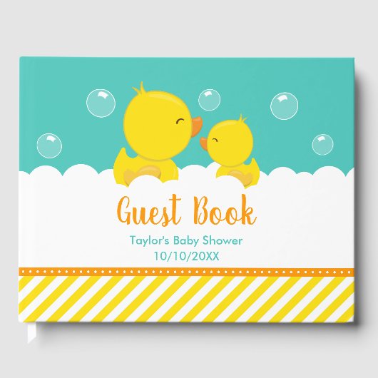 Rubber Ducky Yellow en Green Baby shower Gastenboek (Voorkant)