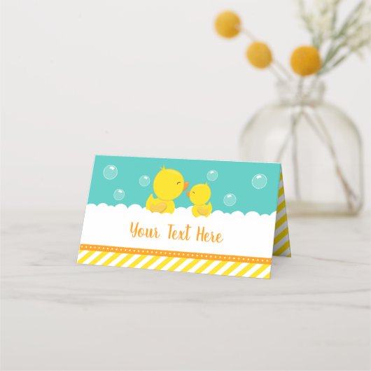 Rubber Ducky Yellow en Green Baby shower Plaatskaartje (Voorkant)