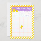 Rubber Ducky Yellow en Paars Baby shower Bingo Kaart (Voorkant)