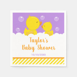 Rubber Ducky Yellow en Paars Baby shower Servet