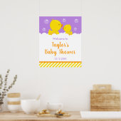Rubber Ducky Yellow en Paars Baby shower Welkom Poster (Keuken)