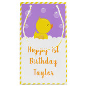 Rubber Ducky Yellow en Paars Happy Birthday Klein Cadeauzakje (Achterkant)