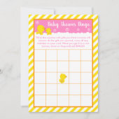 Rubber Ducky Yellow en Roze Baby shower Bingo Kaart (Voorkant)