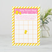 Rubber Ducky Yellow en Roze Baby shower Bingo Kaart (Staand voorkant)