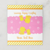 Rubber Ducky Yellow en Roze Baby shower Plaatskaartje (Buitenkant ongevouwen)
