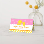 Rubber Ducky Yellow en Roze Baby shower Plaatskaartje (Achterkant)