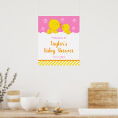 Rubber Ducky Yellow en Roze Baby shower Welkom Poster (Keuken)