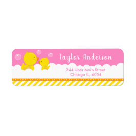 Rubber Ducky Yellow en Roze Etiket