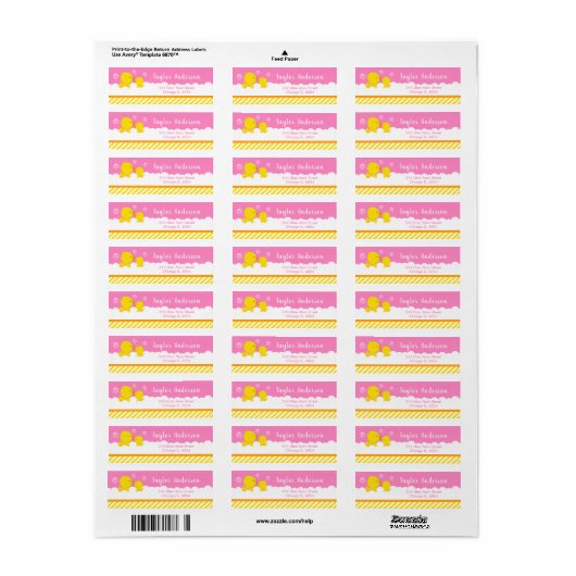 Rubber Ducky Yellow en Roze Etiket (Full Sheet)
