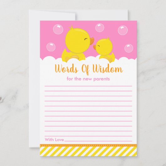 Rubber Ducky Yellow en Roze woorden van wijsheid Kaart (Voorkant)