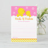 Rubber Ducky Yellow en Roze woorden van wijsheid Kaart (Staand voorkant)