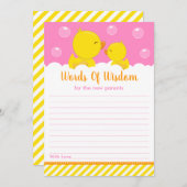 Rubber Ducky Yellow en Roze woorden van wijsheid Kaart (Voorkant / Achterkant)