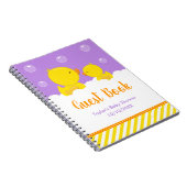Rubber Ducky Yellow Paars Baby shower Guest Book Notitieboek (Rechterzijde)