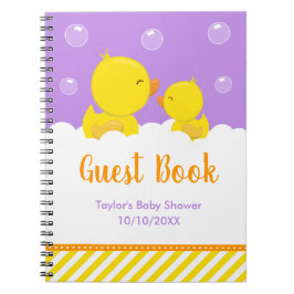 Rubber Ducky Yellow Paars Baby shower Guest Book Notitieboek