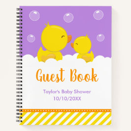 Rubber Ducky Yellow Paars Baby shower Guest Book Notitieboek