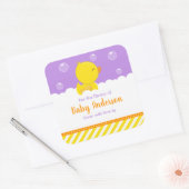 Rubber Ducky Yellow Paarse Baby Bookplaat Vierkante Sticker (Envelop)