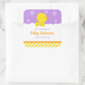 Rubber Ducky Yellow Paarse Baby Bookplaat Vierkante Sticker (Tas)