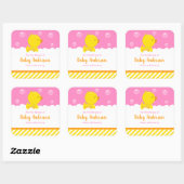 Rubber Ducky Yellow Pink Baby Library Bookplaat Vierkante Sticker (Vel)