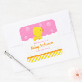 Rubber Ducky Yellow Pink Baby Library Bookplaat Vierkante Sticker (Envelop)