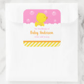 Rubber Ducky Yellow Pink Baby Library Bookplaat Vierkante Sticker (Tas)