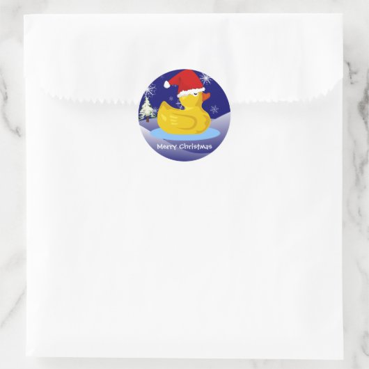 Rubber Ducky's kerst Ronde Sticker (Tas)