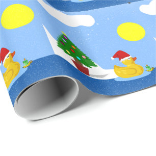 Rubber Ducky's kerstswim Cadeaupapier