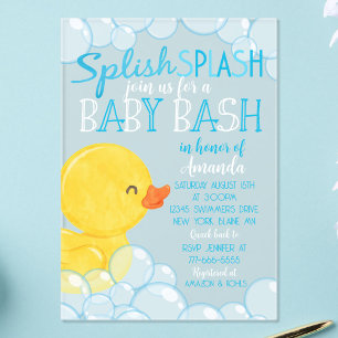 Rubber Eend Baby Shower Bevroren Acryl Uitnodiging