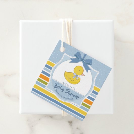 Rubber Eend Baby shower Blauw ID641 Bedankjes Labels (In situ)