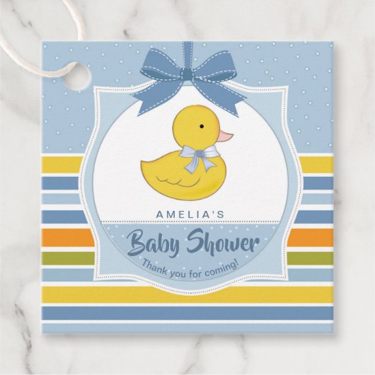 Rubber Eend Baby shower Blauw ID641 Bedankjes Labels (Voorkant)