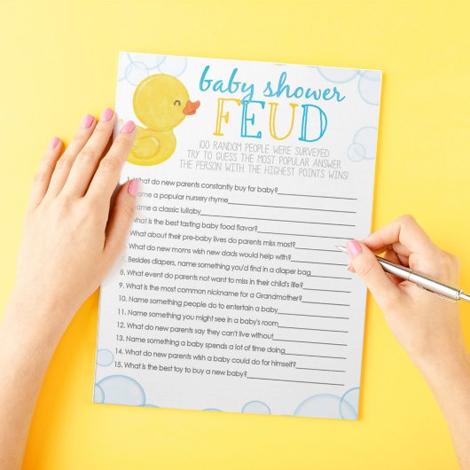 Rubber Eend Baby Shower Feud Spelpakket Notitieblok
