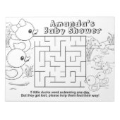 Rubber Eend Baby shower Kinder Maze Activity Sheet Notitieblok (Voorkant)