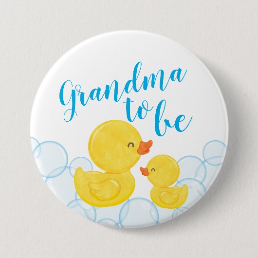 Rubber eend Baby shower oma te worden Ronde Button 7,6 Cm (Voorkant)