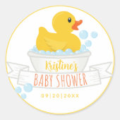 Rubber Eend Baby Shower Sticker – Bubbelbad Thema (Voorkant)