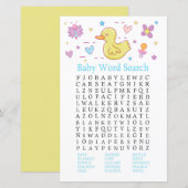 Rubber eend Baby shower Word Search Game (Voorkant / Achterkant)