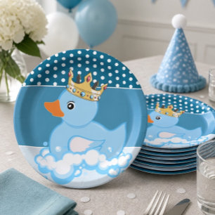 Rubber Eend (Blauw) Verjaardagsfeestje Papieren Bo Bordje