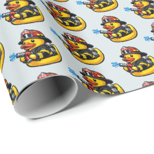 Rubber Eend Brandweerman Cadeaupapier