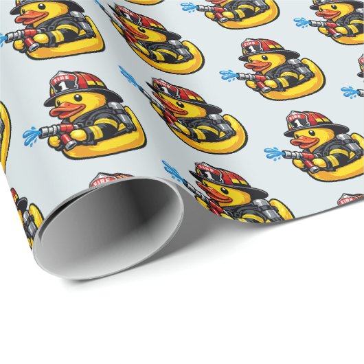 Rubber Eend Brandweerman Cadeaupapier (Rol Hoek)