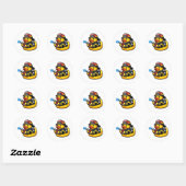 Rubber Eend Brandweerman Ronde Sticker (Vel)